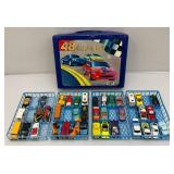 Vintage 48 Miniature Die Cast Car Carrying Case With Misc. Vintage Cars