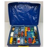 Vintage 48 Miniature Die Cast Car Carrying Case With Misc. Vintage Cars
