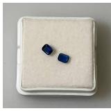 GDL Laboratory Natural Blue Sapphire Gemstones  (Cuorundum) 4x3MM .40Ct  +/- For 2 Pcs. Emerald Cut In Protective Cases