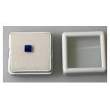 GDL Laboratory Natural Blue Sapphire Gemstones  (Cuorundum) 4.48 x 4.48x 2.75MM .45Ct Princess Cut In Protective Cases