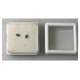 GDL Laboratory Natural Green Emerald Gemstones (Beryl) 3x2MM .10Ct +/- For 2 Pcs. Emerald Cut In Protective Cases