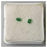 GDL Laboratory Natural Green Emerald Gemstones (Beryl) 3x2MM .10Ct +/- For 2 Pcs. Emerald Cut In Protective Cases