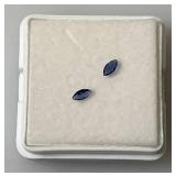 GDL Laboratory Natural Blue Sapphire Gemstones (Cuorundum) 4x2MM .15Ct  +/- For 2 Pcs. Marquise Cut In Protective Cases