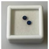GDL Laboratory Natural Blue Sapphire Gemstones (Cuorundum) 3.5MM .30Ct  +/- For 2 Pcs. Round Cut In Protective Cases