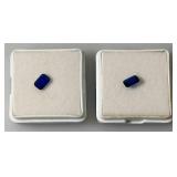 GDL Laboratory Natural Blue Sapphire Gemstones (Cuorundum) 6x4MM .80Ct  +/- For 2 Pcs. Emerald Cut In Protective Cases