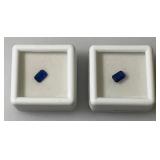 GDL Laboratory Natural Blue Sapphire Gemstones (Cuorundum) 6x4MM .80Ct  +/- For 2 Pcs. Emerald Cut In Protective Cases