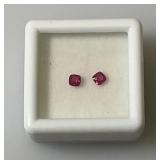 GDL Laboratory Natural Red Ruby Gemstones  (Cuorundum) 3.0MM .35Ct  +/- For 2 Pcs. Square Chusion Cut In Protective Cases