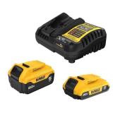 DEWALT 20V MAX Lithium-Ion Battery Kit with 5.0Ah and 2.0Ah Battery and Charger