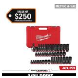 Milwaukee SHOCKWAVE 3/8 in. Drive SAE and Metric 6 Point Impact Socket Set (43-Piece)
