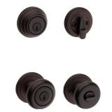 Kwikset Juno Venetian Bronze Exterior Entry Door Knob and Single Cylinder Deadbolt Combo Pack Featuring SmartKey Security