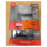 Kwikset Trafford Keyed Entry Handle and Single Cylinder Deadbolt Combo Pack featuring SmartKey Security in Matte Black