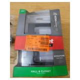 (2) Kwikset Singapore Square Matte Black Hall/Closet Door Handle with Microban