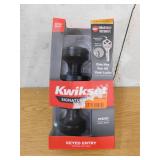 Kwikset Pismo Round Matte Black Exterior Entry Door Knob Featuring SmartKey Security with Microban Antimicrobial Technology