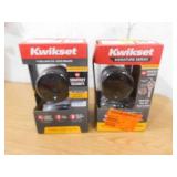 Set of Two-- Kwikset Uptown Low Profile Iron Black Round Contemporary Single Cylinder Deadbolt featuring SmartKey Security