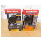 Set of Two-- Kwikset Uptown Low Profile Iron Black Round Contemporary Single Cylinder Deadbolt featuring SmartKey Security