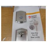Kwikset Prescott Single Cylinder Door Handleset w/Sedona Handle featuring SmartKey Security in Satin Nickel