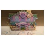 Vintage Burwood Products set of 4 bunny rabbit wall pocket holders, and Precious momements easter sign