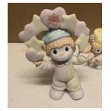 Precious Moments Figurine Vintage Clown Set = Item#B0007 "All aboard for Birthday Club Fun", Item#B0011, Item#456020, item#163708, and Item#B0012