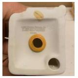 Precious Moments Vintage Ornaments "Chapel" Item#528021, "Trainstation" Item#184101, "House" Item#150231, and "Chapel" Item#530484