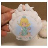 Precious Moments Figurine Vintage Ornaments Item#142700, 529206, Xmas stocking, 1994 ornament, 1996 ornament