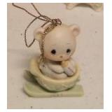 Precious Moments Figurine Vintage Ornaments Item#272949, 104515, 520489, "1996 Owl", 520403, "small sheep", and 520454