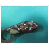 Hand crafted knife with a leather s...