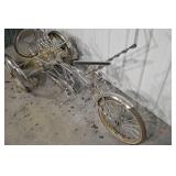 Vintage Chrome 3-Wheel Tricycle with Fenders and Decorative Rack