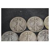 Walking Liberty Half Dollars - 7 US 50-Cent Silver Coins (Circulated)