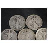 Walking Liberty Half Dollars (Lot of 5)