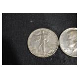 Kennedy Half Dollar 1964 And walking Liberty Half