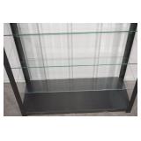 Glass Display Cabinet 36W x 14.25D x 74.25H - Black Metal Frame, 7 Glass Shelves