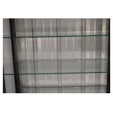 Glass Display Cabinet 36W x 14.25D x 74.25H - Black Metal Frame, 7 Glass Shelves