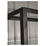 Glass Display Cabinet 36W x 14.25D x 74.25H - Black Metal Frame, 7 Glass Shelves