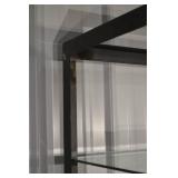 Glass Display Cabinet 36W x 14.25D x 74.25H - Black Metal Frame, 7 Glass Shelves