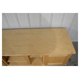 Wooden Console Cabinet - 69.5 in L x 24.25 in D x 21.75 in H - Central Shelves, End Cabinets