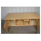 Wooden Console Cabinet - 69.5 in L x 24.25 in D x 21.75 in H - Central Shelves, End Cabinets