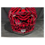 Snowmobile/Motocross Helmet - Red/Black Geometric Pattern, Full-Face