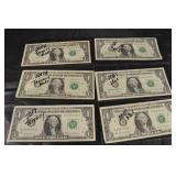 Six US One Dollar Trinary Notes