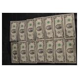 US 1 Dollar Bills - 3 Consecutive 2021 Notes