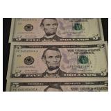 Six Consecutive U.S. Five-Dollar Federal Reserve Notes (2017A Series)