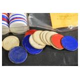 Vintage 1920s-30s Unbreakable & Noiseless Poker Chips & Tokens Set