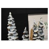 Department 56 Village Pole Pine Forest - 4 Snowy Porcelain Trees with Base