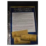 22KT Gold Replicas of Classic U.S. Paper Currency - Darling Mint Display Set