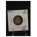 1854-O Seated Liberty Quarter Dollar - New Orleans Mint