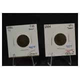 Indian Head Cent 1884 & 1886 - US One Cent, VF+ / Detail