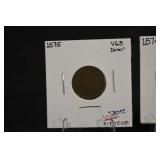 1874-1875 US Copper Cent - 3 Coins in 2x2 Holders