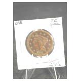 1845 Braided Hair Liberty Head Large Cent - One Cent Copper