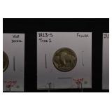 Buffalo Nickels - 1913 Type 1, 1913-S Type 1, 1917, 1923-S VF/EF Detail (Lot of 6)