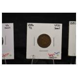 Indian Head Cents - 1861, 1865 Fancy 5, 1880s, 1889 (Lot of 6)