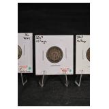 Sheild Nickels- 1868,(3) 1867  (Lot of 4)